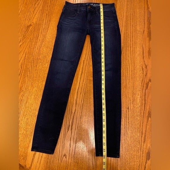 American Eagle Dark Wash Denim Super Low Stretch Skinny Jegging Jeans - Picture 14 of 16